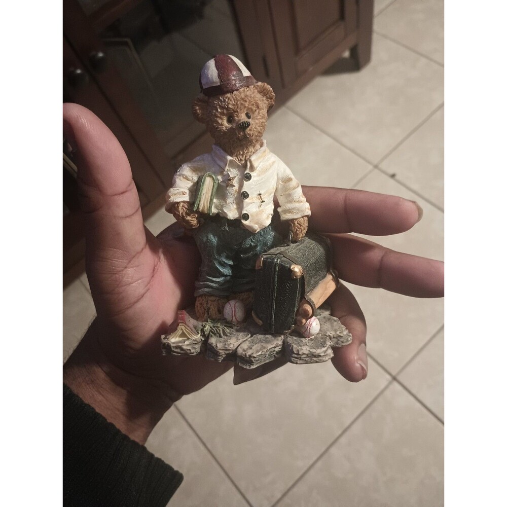 Vintage Youngs Hometown Heroes Bear Figurine Baseball Boy Student Sports Player